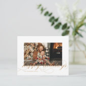 Script Happy Holidays写真エレガントはがき シーズンポストカード (スタンド正面)