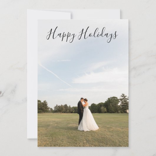 Script Happy Holidays Photo Card シーズンカード (正面)