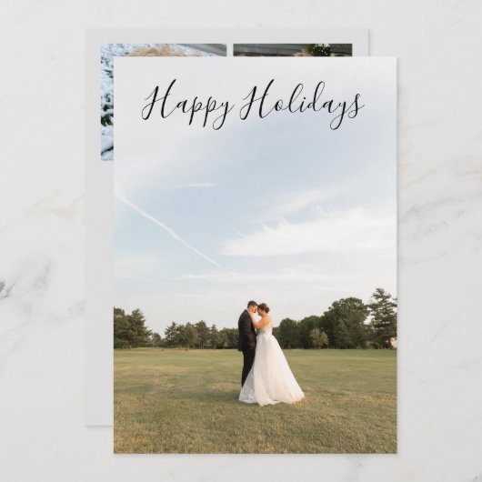 Script Happy Holidays Photo Card シーズンカード (正面/裏面)