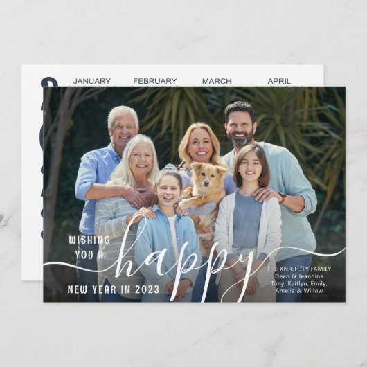 SCRIPT HAPPY NEW YEARフォトオーバーレイ2023カレンダー シーズンカード (正面/裏面)