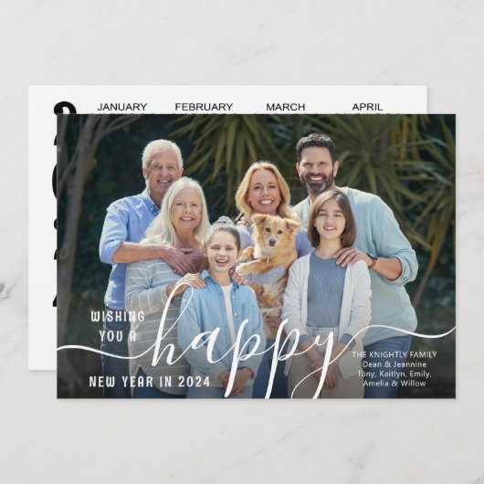 SCRIPT HAPPY NEW YEARフォトオーバーレイ2024カレンダー シーズンカード (正面/裏面)