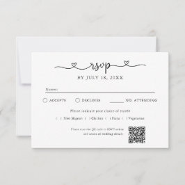 Script Heart QR Code Photo Off White RSVP