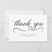 Script Heart Typography romantic Wedding サンキューカード (正面)