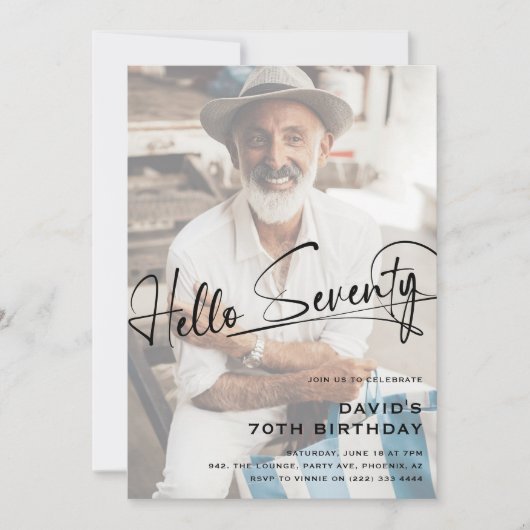 Script Hello70番ミニマル目70誕生日 招待状 (正面)