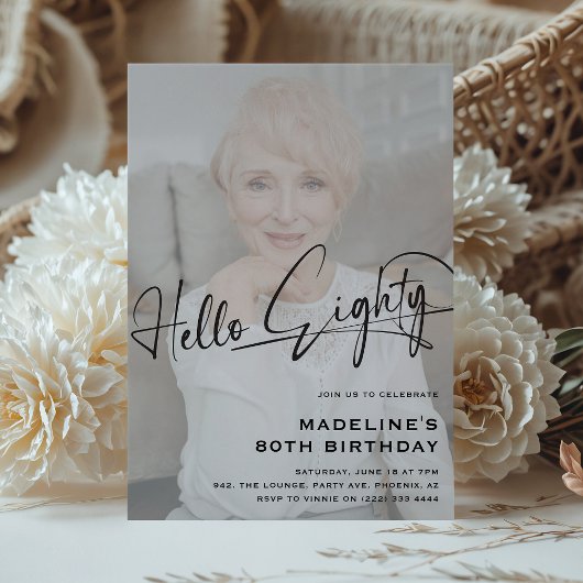 Script Hello Heythy写真80ミニマルth誕生日 招待状