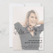 Script Hello Sixty Photo 60ミニマルth誕生日 招待状 (正面)