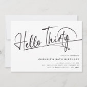 Script Hello Thirtyミニマル30th Birthday 招待状 (正面)
