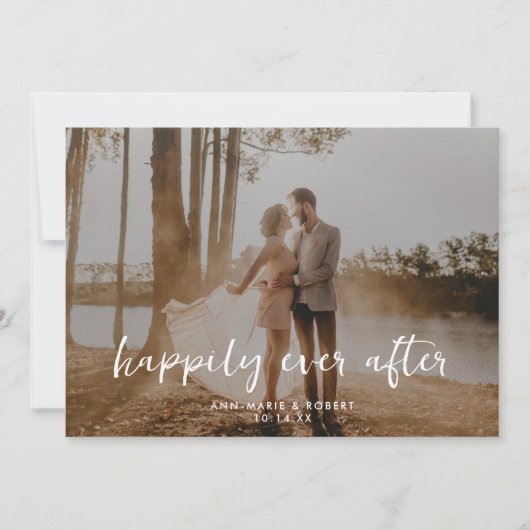 Script Horizontal Photo'結婚'の後に幸せに 案内状 (正面)
