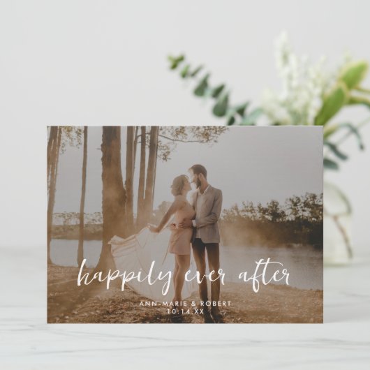 Script Horizontal Photo'結婚'の後に幸せに 案内状 (スタンド正面)