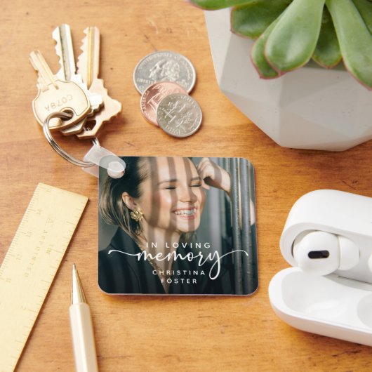 Script In Loving Memory Photo Memorial キーホルダー (デスク)