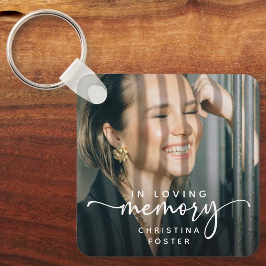 Script In Loving Memory Photo Memorial キーホルダー (正面)