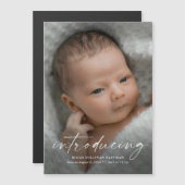 Script Introducingベビー写真ありがとう マグネット招待状 (正面/裏面)
