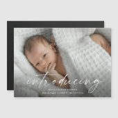 Script Introducingベビー写真ありがとう マグネット招待状 (正面/裏面)