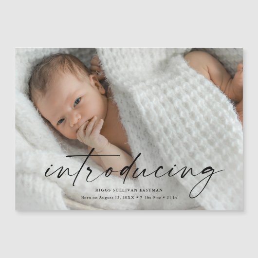 Script Introducingベビー写真ありがとう マグネット招待状 (正面)