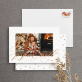 Script Joyeux Noelクリスマスフォトエレガントカード シーズンカード