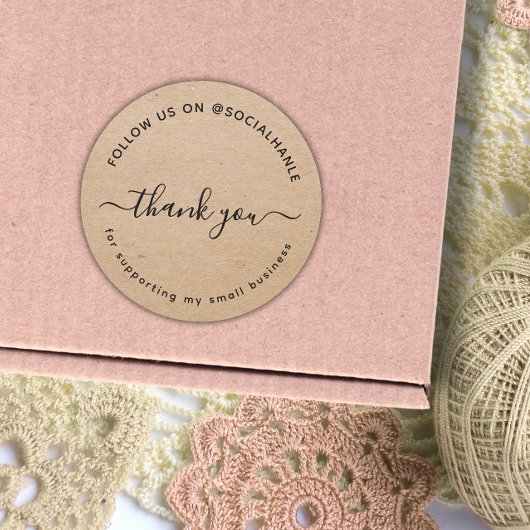  Script kraft thank you social handle  ラウンドシール