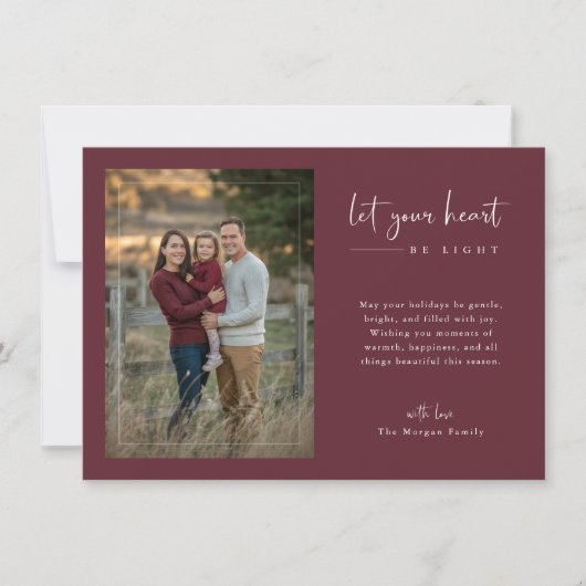Script Let Your ハートBe Light Photo Christmas シーズンカード (正面)