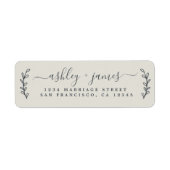 Script Light Grayエレガントの結婚差出人住所 ラベル (正面)