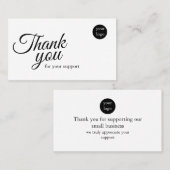 Script Logo Thank You Card for Your Support Busine 名刺 (正面/裏面)