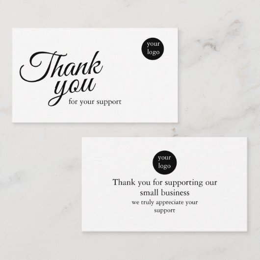 Script Logo Thank You Card for Your Support Busine 名刺 (正面/裏面)