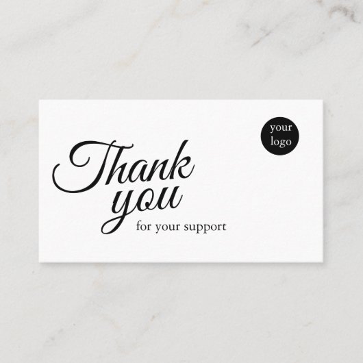 Script Logo Thank You Card for Your Support Busine 名刺 (正面)