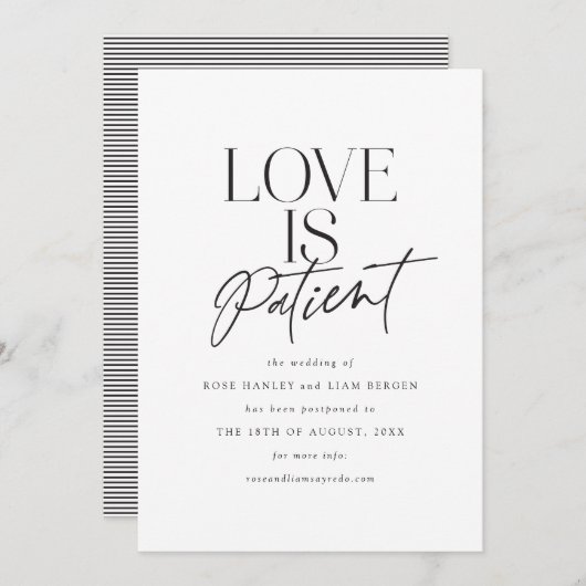 Script Loveの結婚延期された日付の変更 案内状 (正面/裏面)