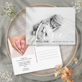 Script Loveモダン金ゴールド写真ベビー誕生ありがとう ポストカード