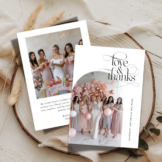 Script Love & 感謝していブライダルシャワーArch写真 サンキューカード