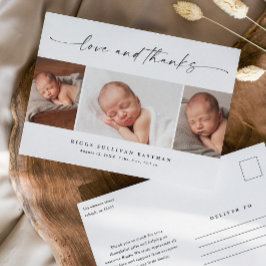 Script Love and Thanks Photo Baby Thank You  ポストカード