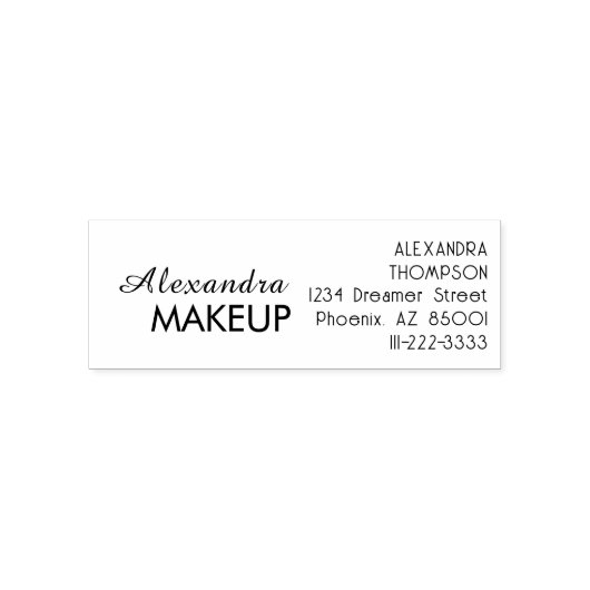 Script Makeup Studio Name Return Address Phone Sel セルフインキングスタンプ (デザイン)