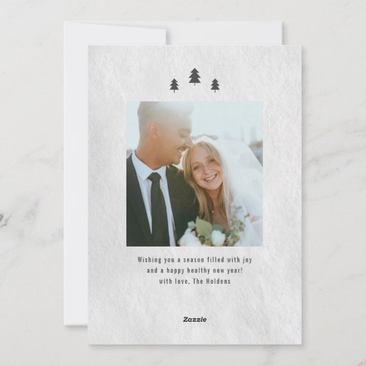 Script Married Christmas Trees Wedding Photo シーズンカード (裏面)