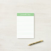 Script Medium Sage Green Lined Personalized ポストイット (デスク上)