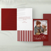 Script Merry Christmas 1 photo Folded Holiday Card シーズンカード