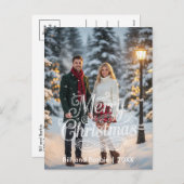 Script Merry Christmas Couples Photo Front シーズンポストカード (正面/裏面)