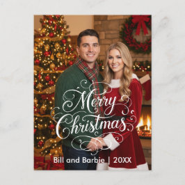 Script Merry Christmas Couples Photo Front シーズンポストカード