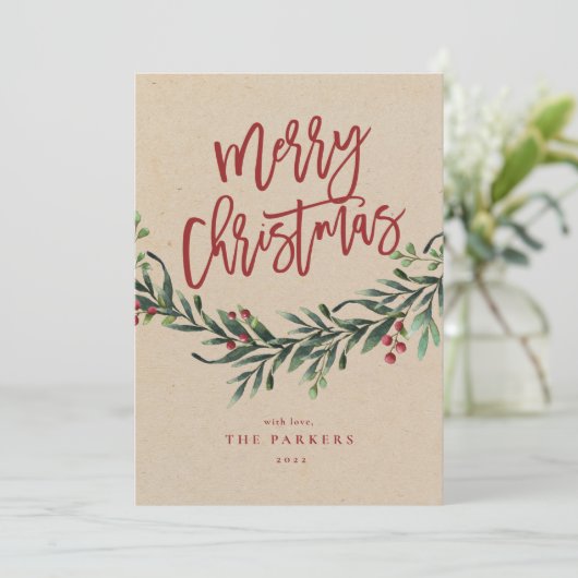 Script Merry Christmas Greeneryの写真 シーズンカード (スタンド正面)