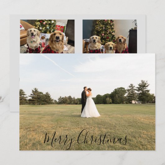 Script Merry Christmas Photo Card シーズンカード (正面/裏面)