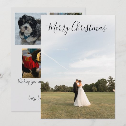 Script Merry Christmas Photo Card シーズンカード (正面/裏面)