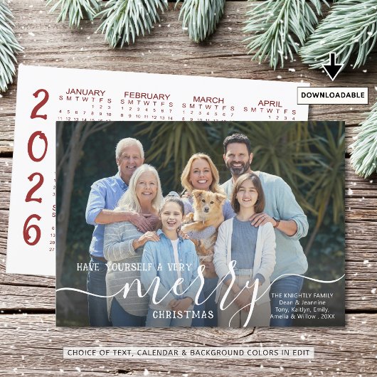 SCRIPT MERRY CHRISTMAS PHOTO Overlay 2023カレンダー シーズンカード