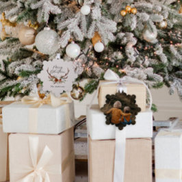 script merry christmas rustic stag 1の写真 オーナメントカード