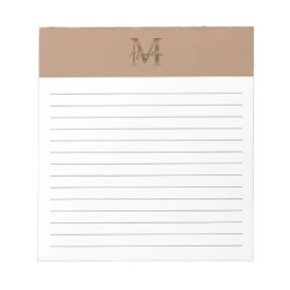 Script Metallic Taupe Gold Monogram Lined ノートパッド