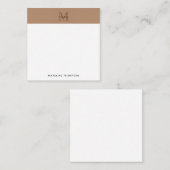 Script Metallic Taupe Gold Monogram Square ノートカード (正面/裏面)
