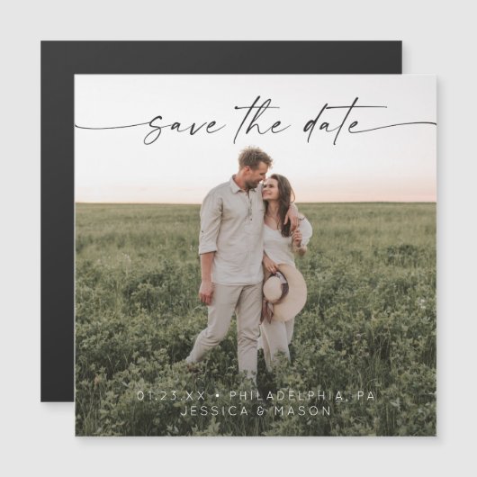 Script Minimalist日付写真マグネットを保存 (正面/裏面)