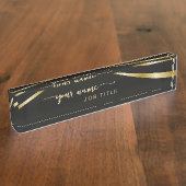 Script Minimalist Black and Gold  デスクネームプレート (側面)