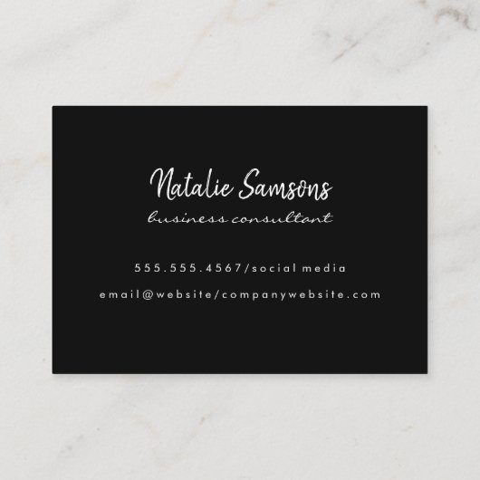 Script Minimalist Monogram on Black 名刺 (裏面)