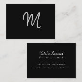 Script Minimalist Monogram on Black 名刺 (正面/裏面)