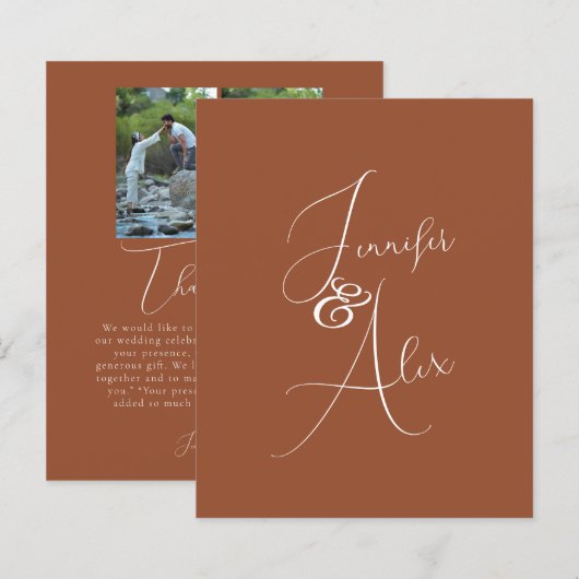 Script Minimalist Photo Collage Thank You Cards (正面/裏面)