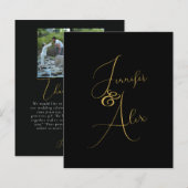 Script Minimalist Photo Collage Thank You Cards (正面/裏面)