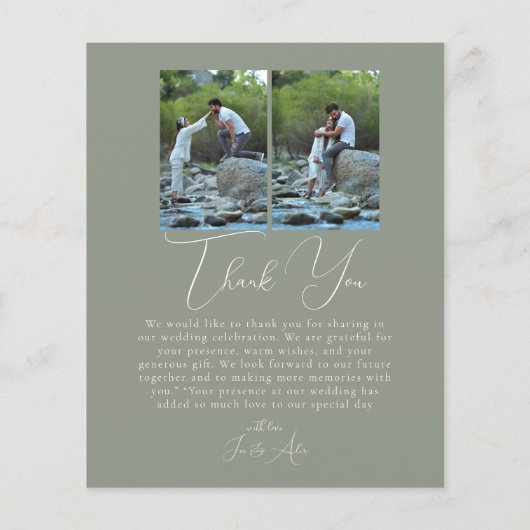 Script Minimalist Photo Collage Thank You Cards (裏面)