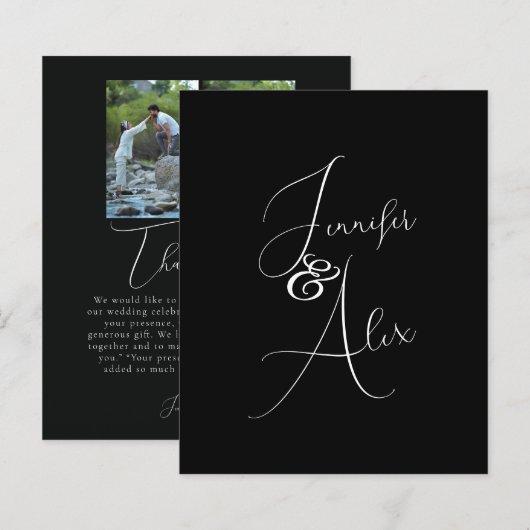 Script Minimalist Photo Collage Thank You Cards (正面/裏面)